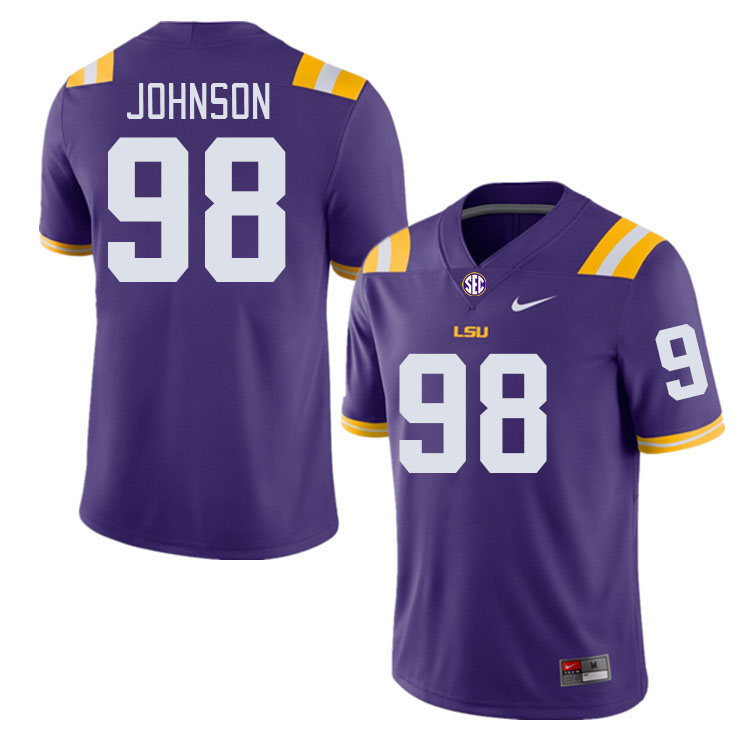 Men #98 De'Myrion Johnson LSU Tigers College Football Jerseys Stitched-Purple